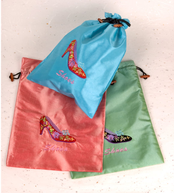 Silk Shoe Drawstring Pouches, Chinese Accessories