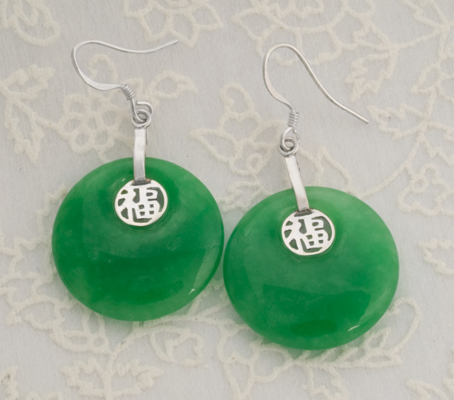 Jade Silver Earrings Chinese Accessories Jewelry Jade