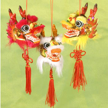 CHINESE NEW YEAR PUPPET LION DRAGON HEAD DANCE HANGING DECORATION 