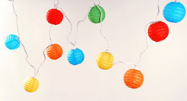 Small paper shop lanterns with lights