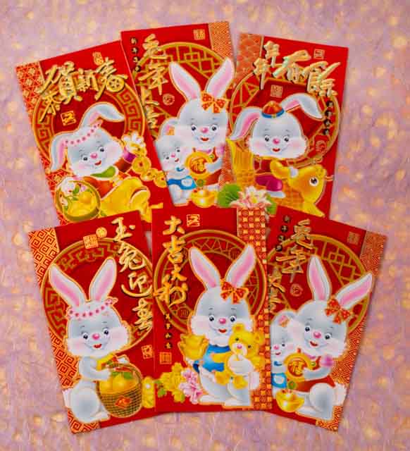 10x Asian Chinese Lunar New Year Year of Rabbit Red Envelopes 