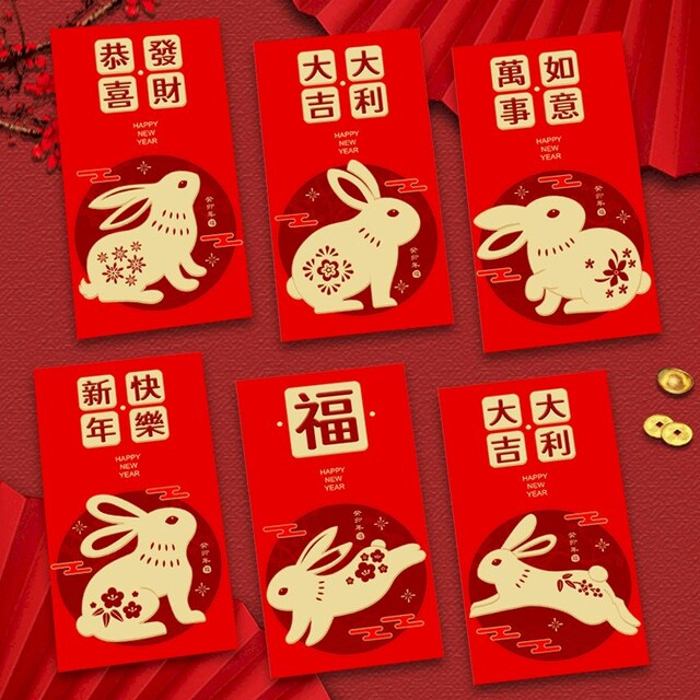 6 Year of Rabbit Red Envelopes, Arts & Crafts