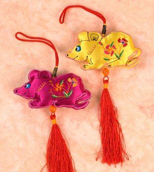 Embroidered Rat Hangings