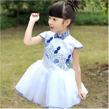 Blue and online white flower dress