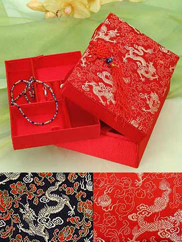 Brocade Dragon Jewlery Boxes | Chinese Accessories | Jewelry Bags & Boxes