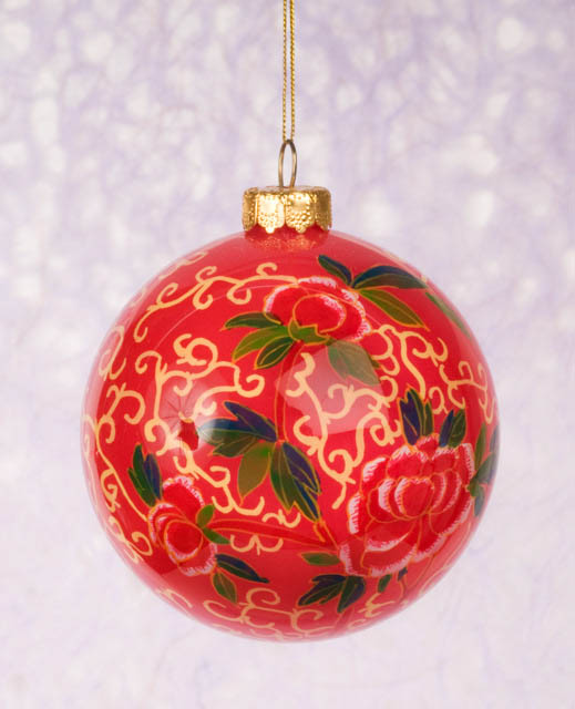 Hand-Painted Glass Ornaments - Peony Flower | Home Décor | Christmas ...