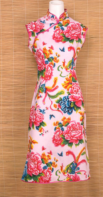 Peony Cotton Mandarin Dress | Chinese Apparel | Women | Women's Dresses