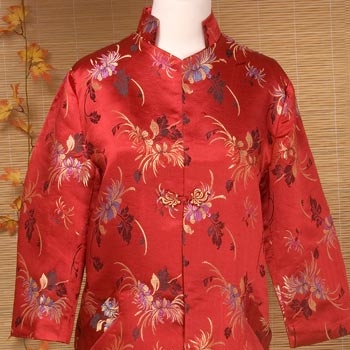Chrysanthemum Brocade Long Jacket Chinese Apparel Women Shirts Jackets