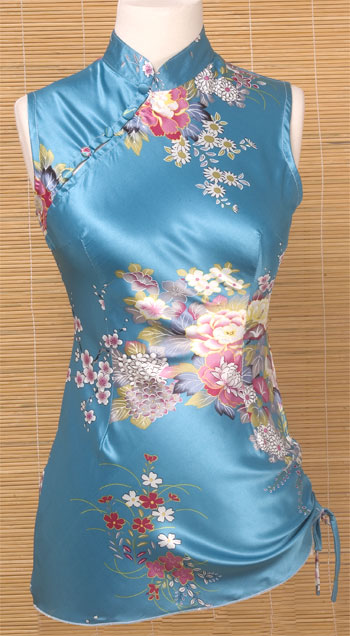 Blue Silk Floral Top | Chinese Apparel | Women | Shirts & Jackets