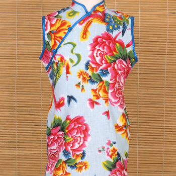 Peony Cotton Mandarin Sleeveless Dress | Chinese Apparel | Kids ...